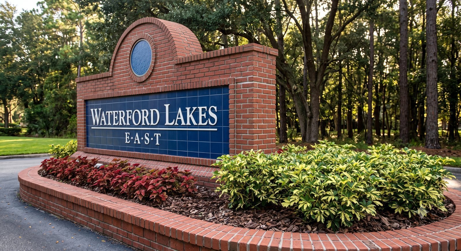 Gated lakefront community entrance monument similar to Pasadena Lakes, Pembroke Pines