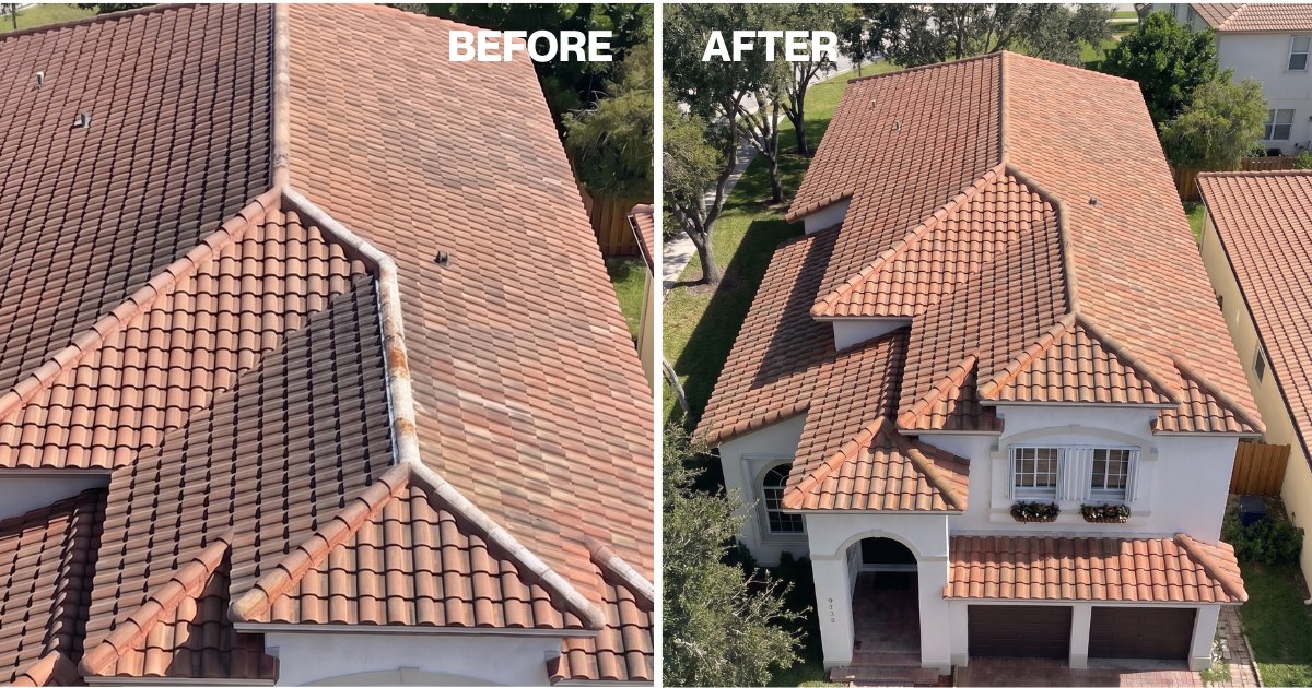 Shingle roofing project before & after in Pembroke Isles