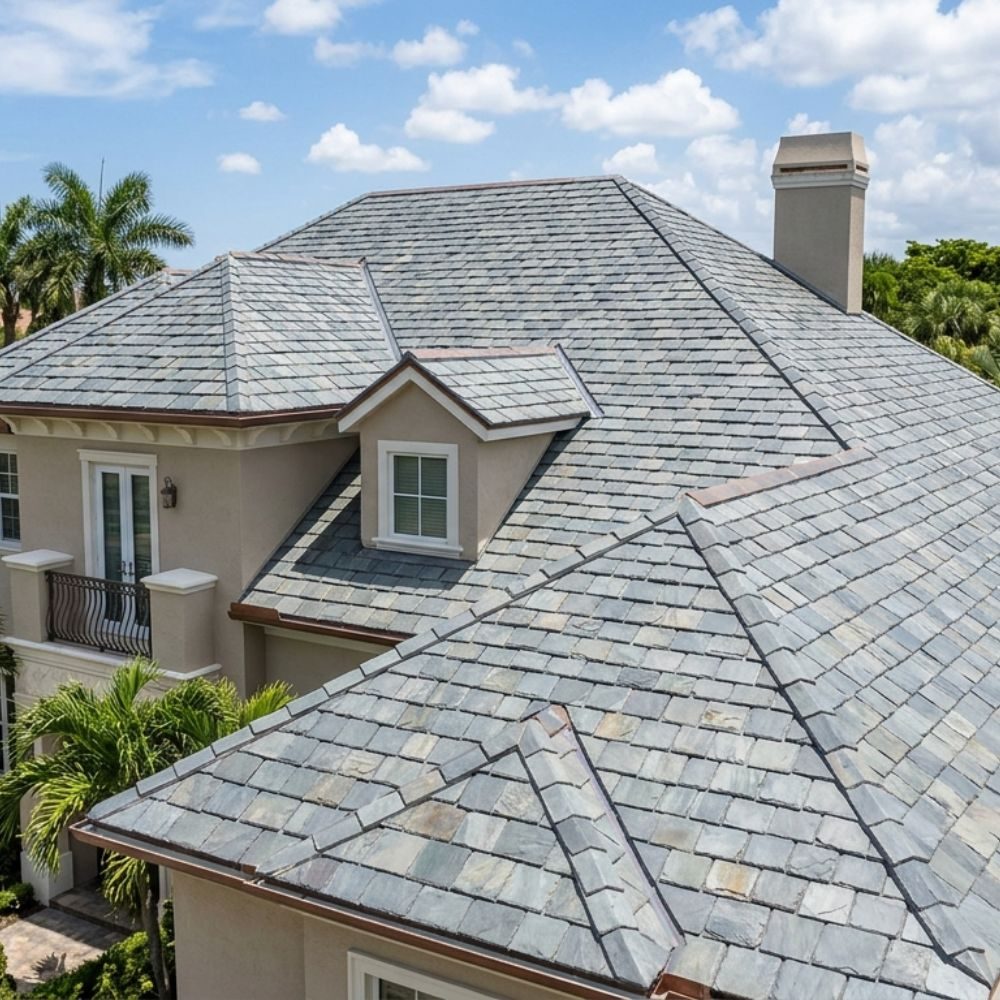 Slate-look tile roof