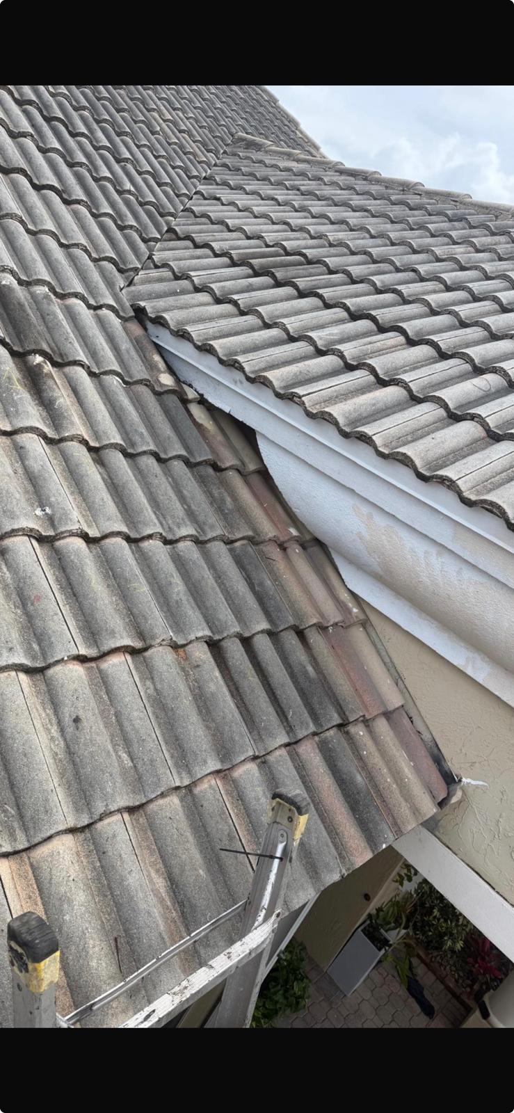 Completed concrete tile roof after repair in Broward County, Florida