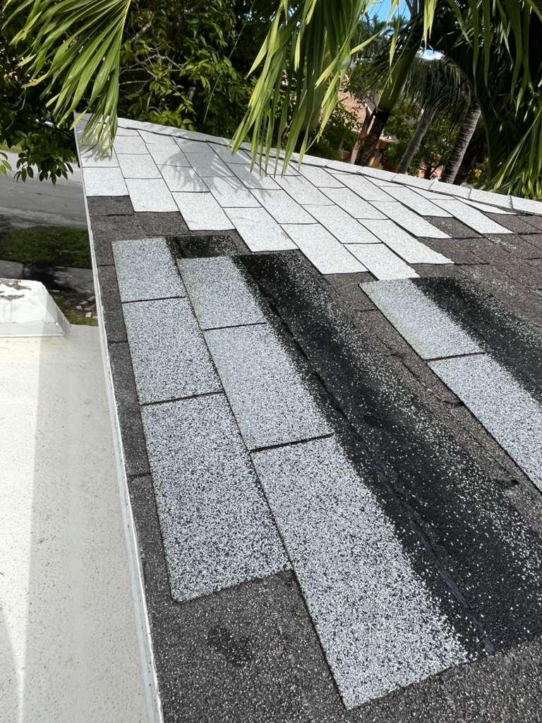 New architectural shingles being installed over completed underlayment on a Broward County shingle roof