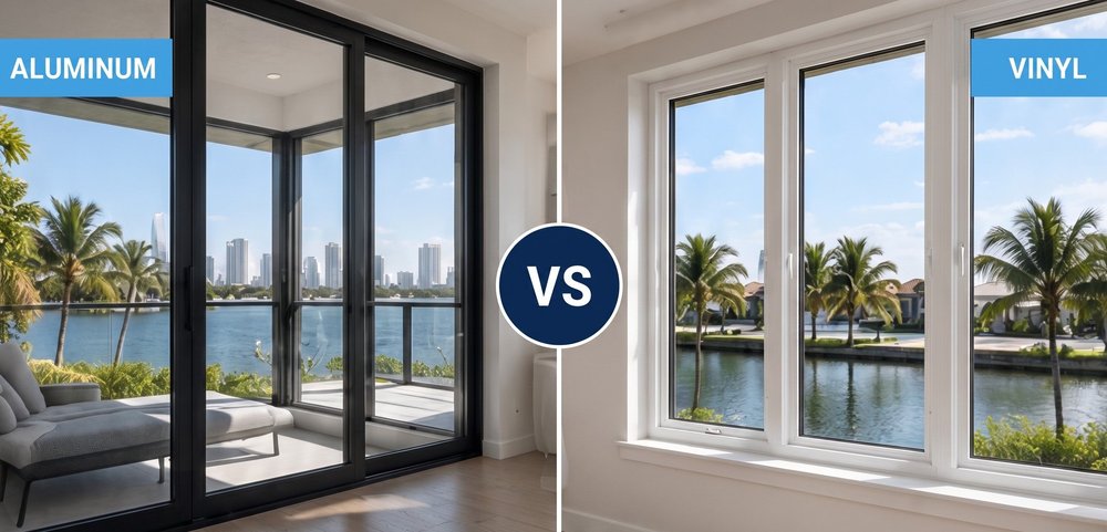 Aluminum vs vinyl window frames side-by-side comparison