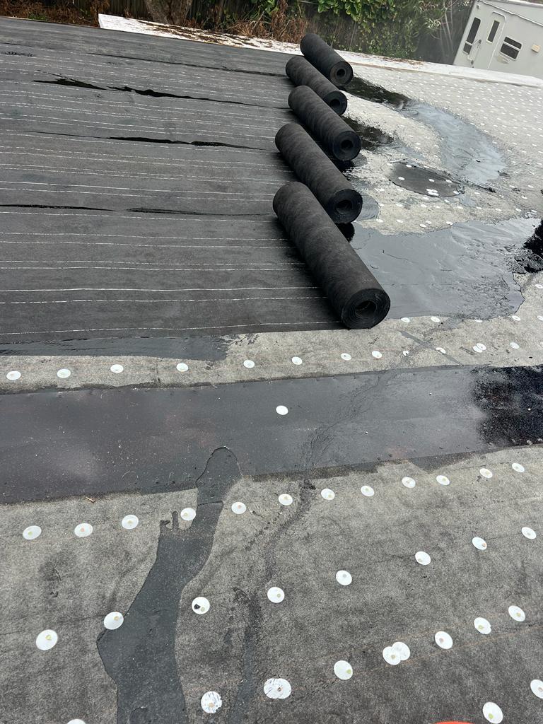 Rolls staged along the mopped run