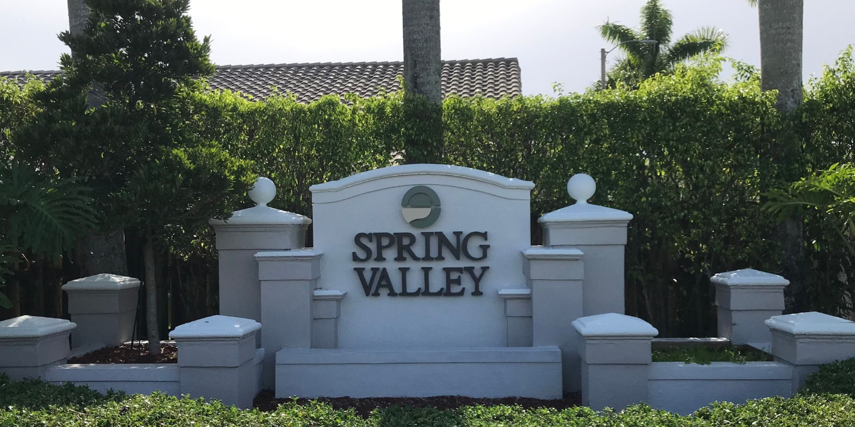 Spring Valley community entrance monument sign in Pembroke Pines, Florida