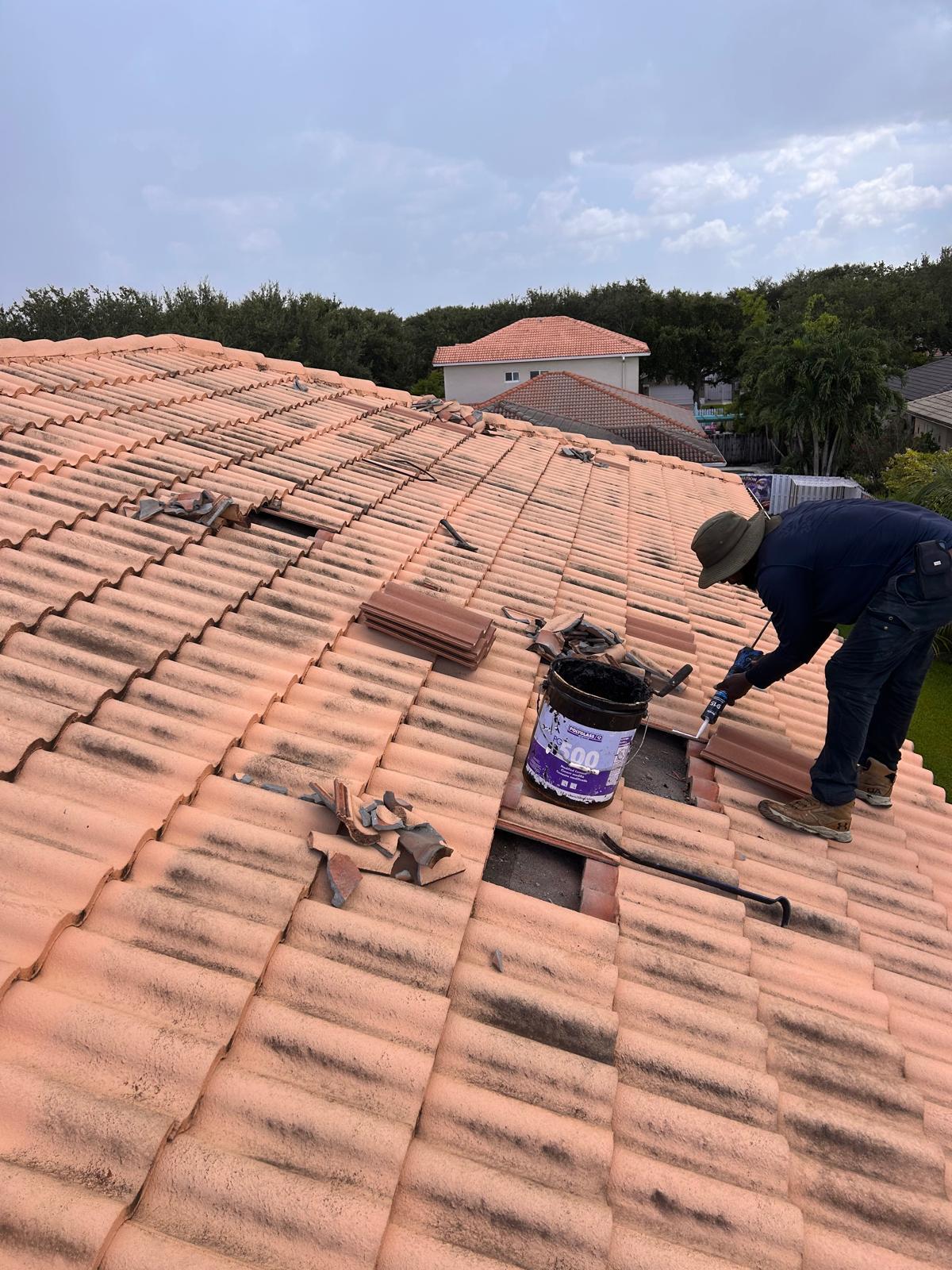 Polyglass PG500 applied to a tile roof underlayment repair in Broward County, Florida