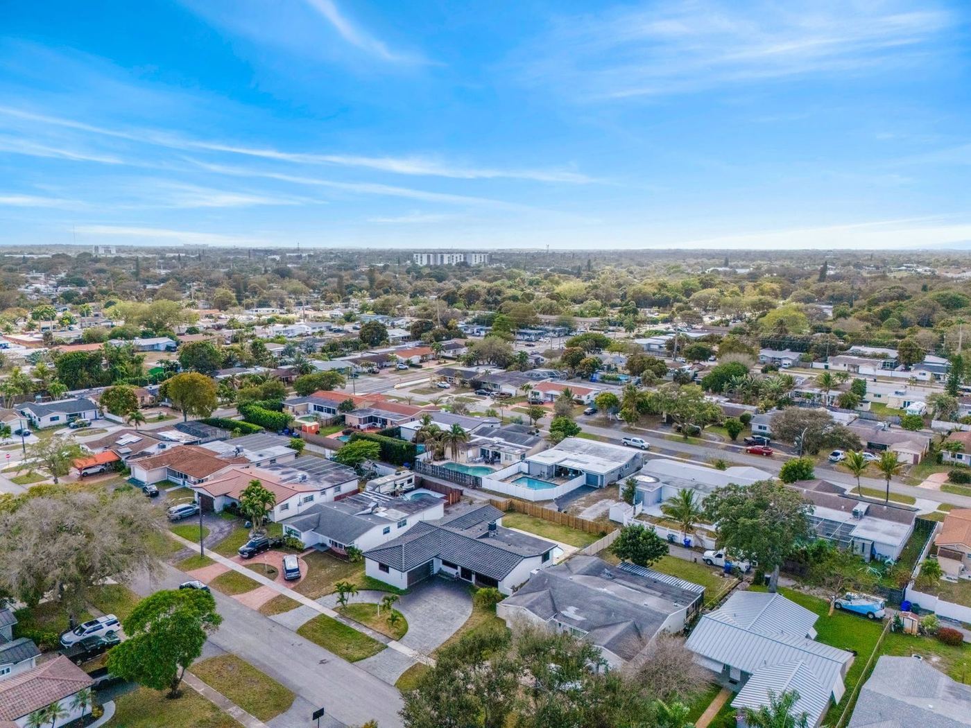 Aerial view of a residential neighborhood in South Florida
